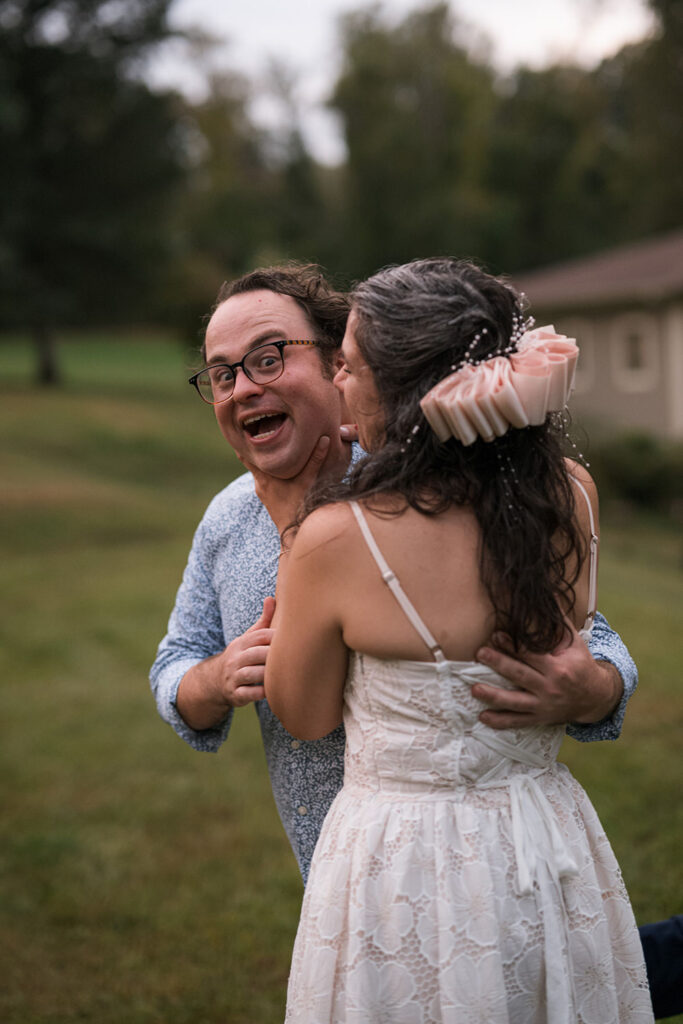 A playful moment between the couple.